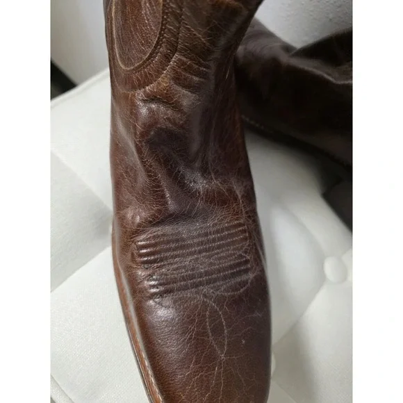 Moonshine Spirit Men's 10D Brown Leather Western Cowboy Boots Square Toe - Picture 8 of 12